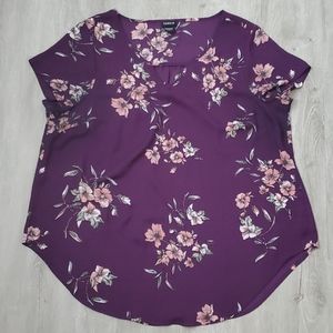 Torrid Purple Floral Short Sleeve Blouse